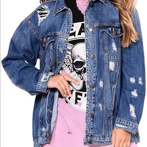 SOMTHRON Women's Distressed Denim Jean Jacket